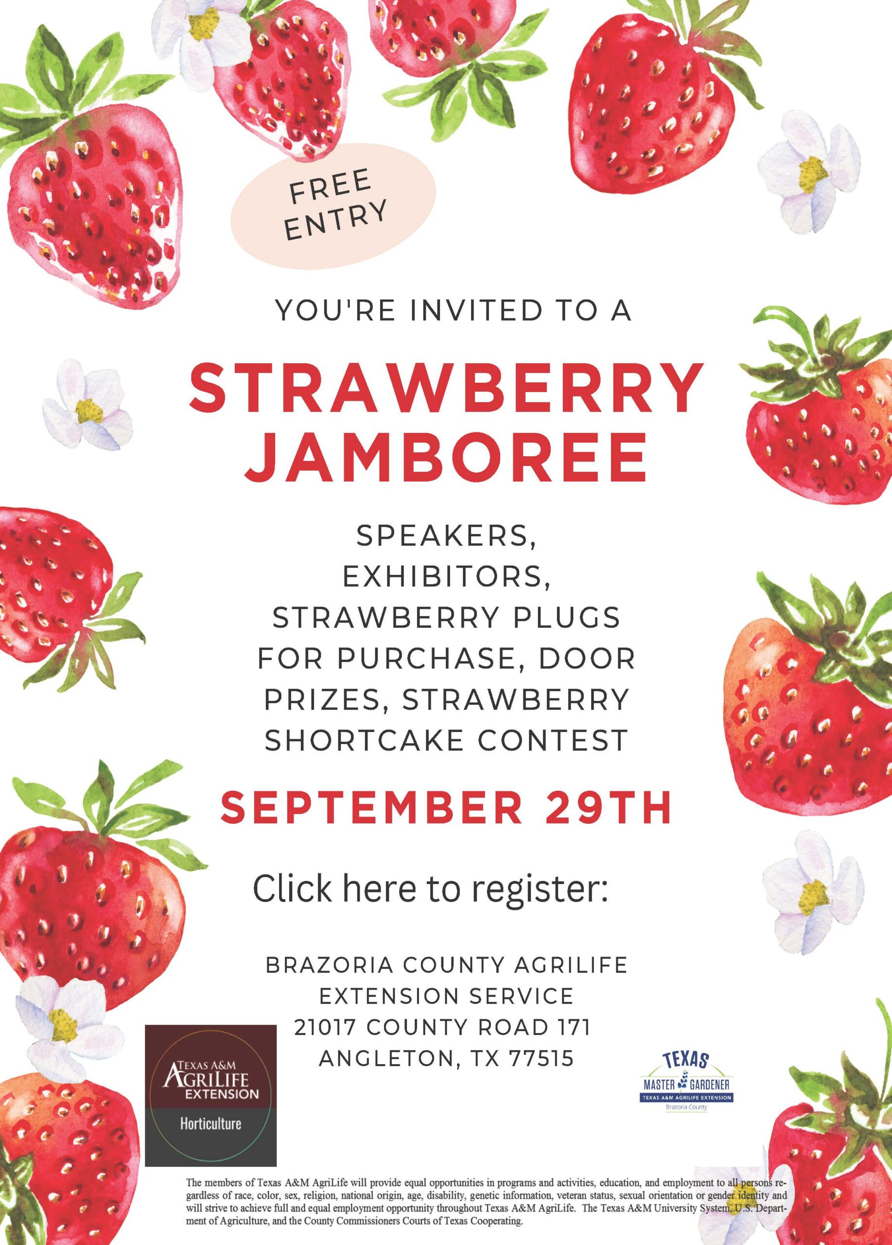 Strawberry Jamboree Flyer with Registration link